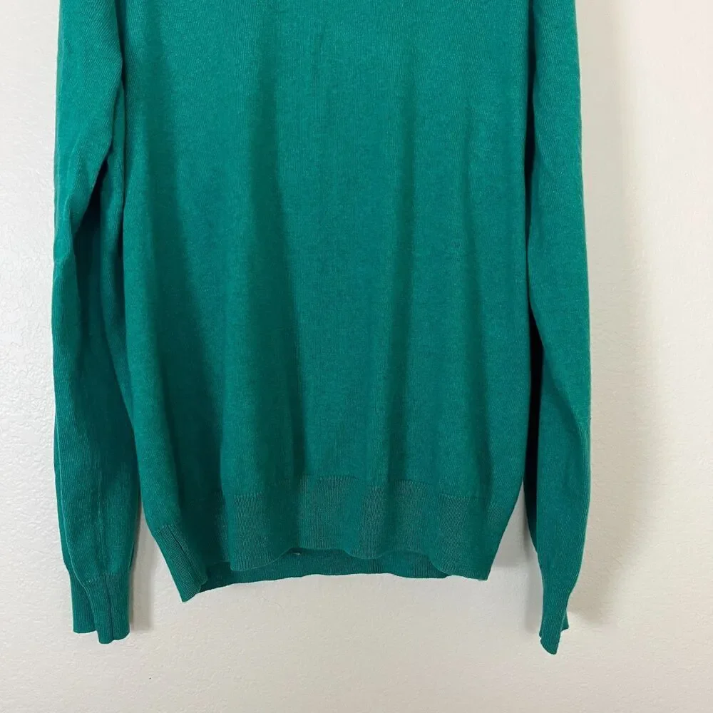 J.Crew Men Size L Cotton Cashmere Kelly Green V-Neck Sweatshirt Casual Minimal